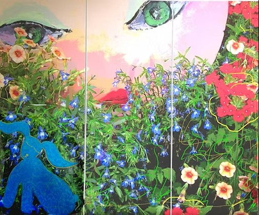 Blue Bunny with Garden Muse